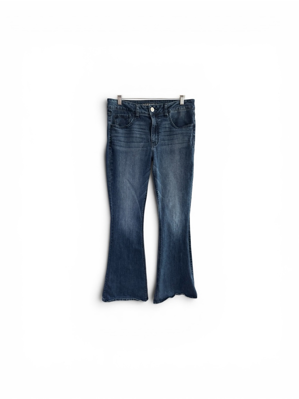 American Eagle Hi-Rise Artist Flare Jeans Women’s 12 Long Blue Stretch Denim
